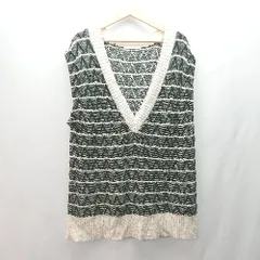 ◇ KBF Vネック コットン100% 柄もの カジュアル おしゃれ ニット サイズOne ブラック/ベージュ レディース E  【1308160050286】