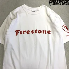 CHESWICK by SUGAR CANE ショートスリーブTシャツ 半袖カットソー USA製 アメリカ製 "FIRESTONE" 袖プリント Mサイズ ホワイト 白 チェスウィック シュガーケーン 東洋エンタープライズ