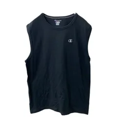 Champion ノースリーブ ロゴTシャツ L ブラック チャンピオン タンクトップ ワンポイントロゴ 古着卸 アメリカ仕入 a707-5522