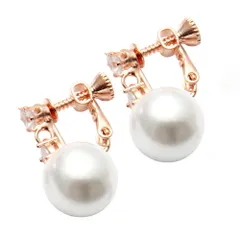 【10mm：ピンクゴールド×イヤリング】[Cream dot. クリームドット公式] イヤリング レディース ネジ式 キュービックジルコニア ビジュー パール 8mm 10mm 12mm 大人 上品 エレガント 結婚式 パーティー 二次会  