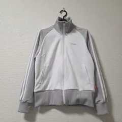 adidas アディダス トラックジャケット Y2K グランジ ジャージ ワンポイント ホワイト グレー Sサイズ ゴープコア 平成ギャル 00s