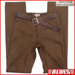 EDIFICE エディフィス レザーパンツ 本革 スエード メンズ 茶 44 革パンツ 本皮 XS レザーパンツ_ウエスト72cm以下一覧←SEULB屋着古← X7539のサムネイル