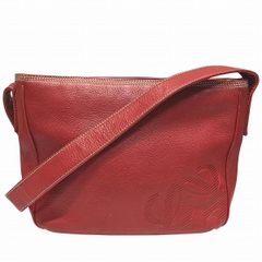 ロエベ　アナグラム　レッド　レザー　バッグ　ショルダーバッグ　レディース