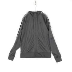 【中古B】00s後半 NIKE ナイキ M メンズ トラックジャケット ヴィンテージ 側章 フード付き グレー 刺繍 日本未発売品 中古B 古着