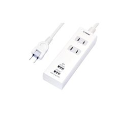 EXHEART USBポート付電源タップ 3m (AC ×2 / USB ×2) 急速充電 延長コード (高出力 / 最大3.4A) コンセント 白 電源タップ スイッチ (可動式プラグ/ホコリ防止シャッター) 0