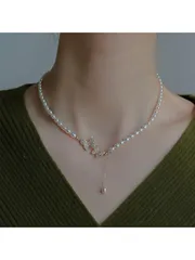 ジュエリー レディース ネックレス ペンダント 1個 女性用 ゴールドメッキ 水滴 ラインストーン 人造真珠 蝶ペンダントネックレス、デイリーウェア、バレンタインデー ギフト バレンタイン、母親、母の日、プレゼント