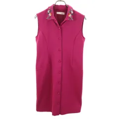 Lily Brown リリーブラウン ノースリーブ ミニワンピース 1 赤紫 襟刺繍 レディース 古着