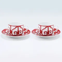新品 エルメス ガダルキヴィール レッド 011016P2 ティーカップ＆ソーサー ペア 160ml