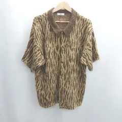 ◇ Θ Perushu ペルーシュ ニット素材 襟付き 半袖 カーディガン サイズ M ベージュ系 メンズ E  【1501160042590】のサムネイル
