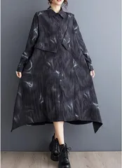 新品 2026新作 モード系　個性派　シャツ　シャツワンピース　長袖　チュニック　ワンピース　秋冬物　ニューデザイン　大きいサイズ レディース 秋冬　春 長袖