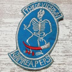 DC57 スカル ドクロ 骸骨 ベトナム 戦争 ワッペン GRIM REAPERS 死神 刺繍 米軍 サバゲー カスタム 古着 青