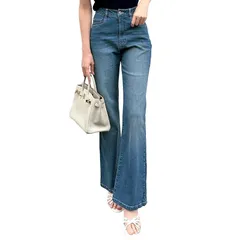 【新品】 [神戸レタス][ 岡部あゆみ さん コラボ ] フレア デニム パンツ レディース 春 夏 秋 冬 ジーンズ ハイウエスト 春服 秋服 きれいめ 上品 着回し 美脚 脚長 着痩せ [M4244] M ダークブルー 0