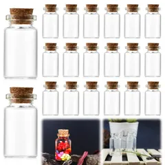 22×40mm、8ml、合計20個セット 【AAGWW】ガラス 小瓶 コルク栓 ミニボトル 願い瓶 漂流瓶 DIYハンドメイド 8mlようりょう（デザイン：22×40mm、合計20個セット）