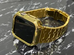 ゴールド　鏡面ステンレス＆TPU   アップルウォッチ ラバーベルト Apple Watch ケース　カバー 38 40 41 42 44 45 49mm Apple Watch バンド box入り高級ランク