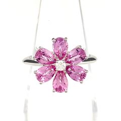 ハリーウィンストン HARRY WINSTON フォーゲットミーノット リング プラチナ 指輪 フラワーモチーフ 花 リング 8.5号 Pt950 ピンクサファイア ダイヤモンド レディース 【中古】
