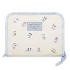 【ベビーディズニー ブルーDFJM2601K】 母子手帳ケース ジャバラ ファスナー ディズニー キャラクター 母子手帳入れ M Sサイズ b6 a6 お薬手帳 通帳ケース カバー おしゃれ かわいい マルチケース 2人分 ミッキー ミニー ダンボ