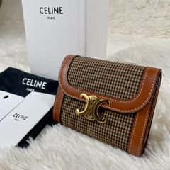 【極美品】CELINE セリーヌ トリオンフ スモールフラップウォレット 三つ折りコンパクト財布 千鳥格子柄