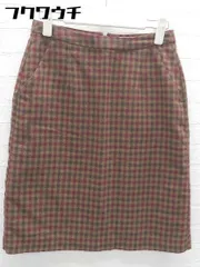 ◇ BEAMS HEART ビームス ハート チェック 膝丈 タイト スカート サイズ1 ベージュ系 ボルドー レディース 【中古】 【1102040002187】