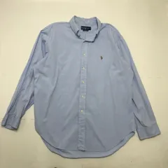 RALPH LAUREN ラルフローレン  CLASSIC FIT ボタンダウンシャツ 長袖 オックスフォード ワンポイント刺繍 ポニーロゴ 袖汚れ有 CHINA製 17 34/35 ライトブルー