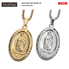 ACE FLAG ネックレス ロング チェーン シルバー ゴールド ペンダント メンズ 金/銀 エースフラッグ 細め 長め 聖母マリア マリア b系 ヒップホップ ファッション ダンス ストリート系 ブランド メール便 AF-NE-BR-142