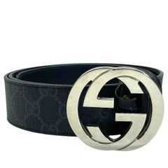 GUCCI グッチ 525040 ベルト アクセサリー 小物 インターロッキングG レザー GG柄 ブラック [サイズ 95・38]