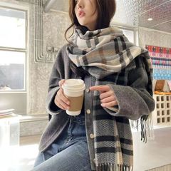 マフラー大判 厚手 防寒 ストール カシミヤタッチ 肩掛け チェック柄 ショール