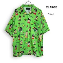XLARGE エクストララージ 総柄 アロハシャツ レーヨンシャツ グリーン L