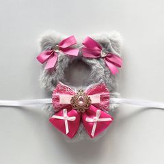 グレー＆濃ピンクねこ③ にじぱぺっと ぬい服 10cm 着ぐるみ
