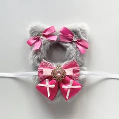 グレー＆濃ピンクねこ③ にじぱぺっと ぬい服 10cm 着ぐるみ