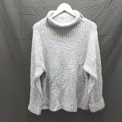 ◇ mystic セーター　ライトブルー　袖折り返し ハイネック スクエア　ニット　プルオーバー FREEサイズ サックス 女 E  【1301230021902】