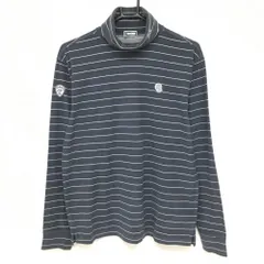 ゾーイ 長袖ハイネックシャツネイビーグレー×白 ボーダー 微起毛  メンズ 2(M) ゴルフウェア ZOY