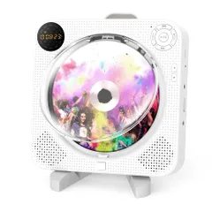 cdプレーヤー bluetooth送受信両対応 壁掛け&卓上式 ポータブルCDプレーヤーおしゃれスピーカー内蔵 USBメモリ対応 FMラジオ