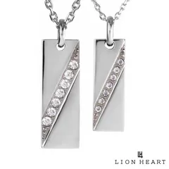 ライオンハート “LH-1” ジェム プレート ペアネックレス サージカルステンレス316L ジルコニア メンズ レディース ブランド カップル 記念日 LION HEART