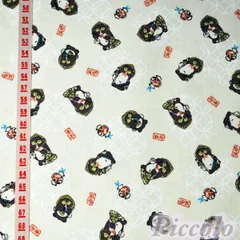 国産生地　　たぬき　タヌキと打ち出の小槌　ライトベージュ　約53cm×約50cm（カット済）　FB-2988