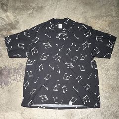 BEDWIN&THE HEARTBREAKERS ベドウィンアンドザハートブレイカーズ 音符柄ショートスリーブアロハシャツ SIZE.M【表参道t】
