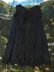 日本 ヴィンテージ リボン フリル ネイビー ONE PIECE 森ガール ギャル ピンテル