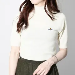 【訳あり】 Vivienne Westwood ヴィヴィアン ウエストウッド ニット トップス BEA タートルネック ハーフスリーブニット 18030022Y000S レディース ホワイト ロゴ サマーニット