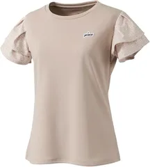 【新品】prince（プリンス）レディース ウィメンズ 婦人用 半袖 ゲームシャツ テニスウェア 吸汗速乾 UPF50+(ライトスムース素材)　ベージュ WF4099-040