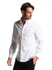POLO RALPH LAUREN (ポロラルフローレン) ストレッチ ボタンダウン 長袖 オックスシャツ RL710542056 (ホワイト)