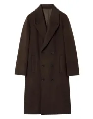 TNGT ウール混 モダン ダブル ロングコート BROWN