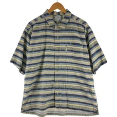 古着 00年代 コロンビア Columbia 総柄 ボーダー柄 半袖 ボックスシャツ メンズL相当 ヴィンテージ/eaa535555