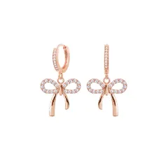 【人気商品】リボン リング 18金RGP ピアス 最高級ジルコニア ピアス 金属アレルギー対応 人気ピアス フープ 可愛い レディース アクセサリー プレゼント K.L.Y (ピアス)