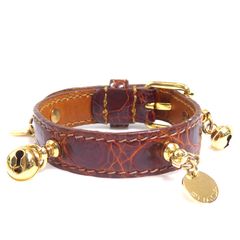 PRADA クロコダイル バングル ブレスレット ブラウン ✕ ゴールド 
