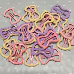 リボン型 パッチンピン ヘアピン ランダムカラー6個セット