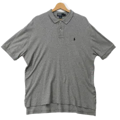 90's/90年代 Polo By Ralph Lauren/ポロバイラルフローレン ポニー刺繡 半袖 ポロシャツ ワンポイント刺繡 オーバーサイズ ビッグシルエット CHINA製 メンズ L グレー