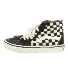 バンズ VANS SK8-HI 旧タグ スニーカー シューズ ハイカット キャンバス生地 スエード チェッカー 22.5cm 黒 ブラック V38-38 /MN11 ■GY13