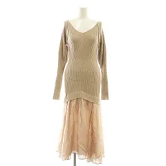 スナイデル SNIDEL オーガンスカートドッキングニットワンピース マキシ ロング 長袖 F ピンクベージュ /AT ■OS