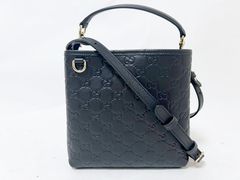 GUCCI グッチ GGエンブレム スモール バケットバッグ ハンドバッグ ショルダーバッグ エンボスレザー ブラック 815118 AAFDV 1000 未使用品