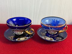 〖 割れあり 〗ベネチアングラス　ムラノ　カップ＆ソーサー　イタリア　24金彩