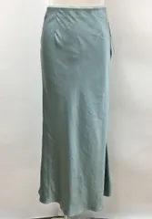 ナノユニバース nano universe ロングスカート M ブルー マキシ丈 バイアスサテンナロースカート 未使用 2509WR039